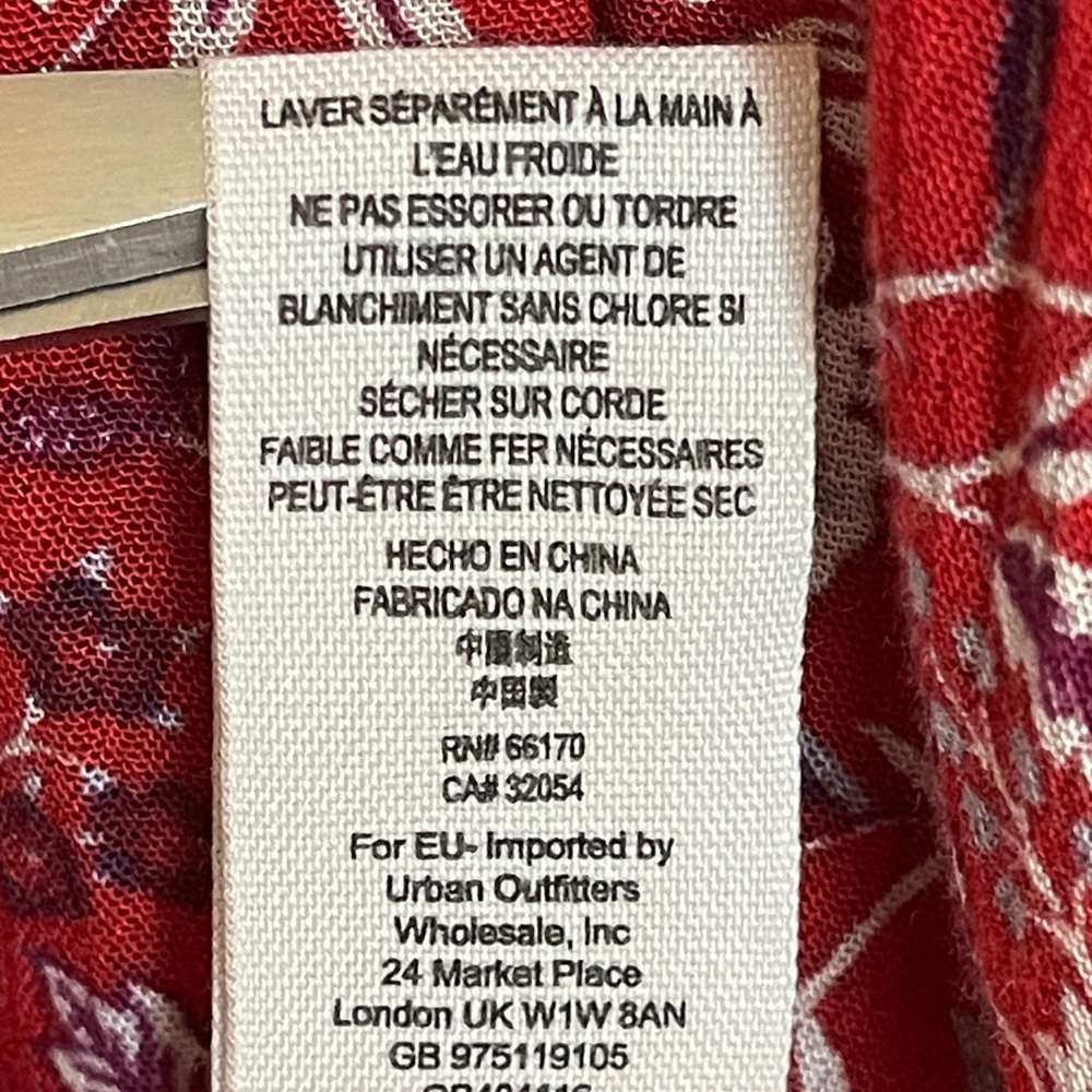 Free People Red Floral Boho Swing Dress | Size Petite Small | Lined - Picture 8 of 8